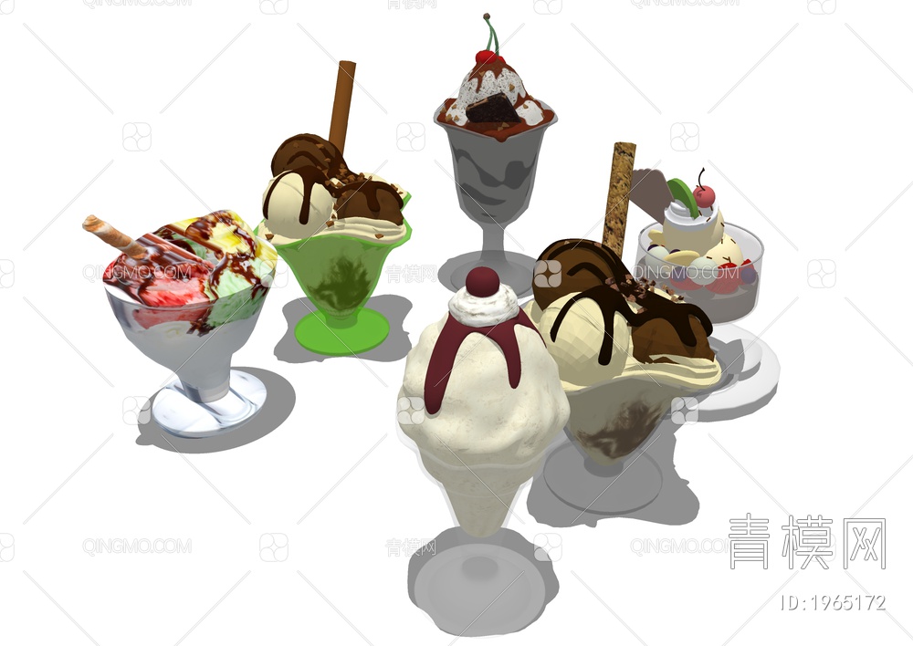 冰淇凌 甜筒沙冰SU模型下载【ID:1965172】