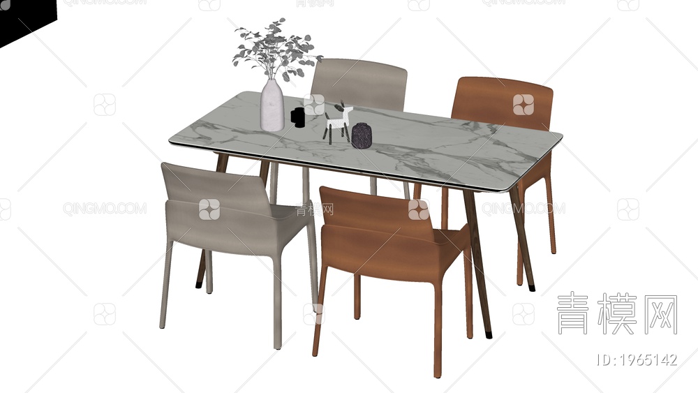 餐桌椅组合SU模型下载【ID:1965142】