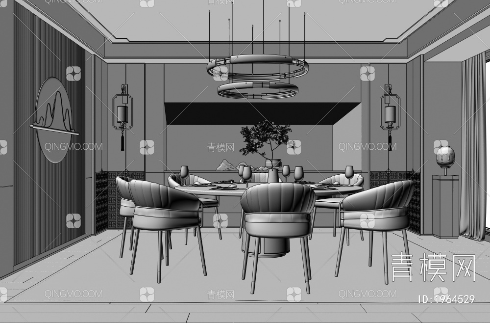 餐厅包房3D模型下载【ID:1964529】
