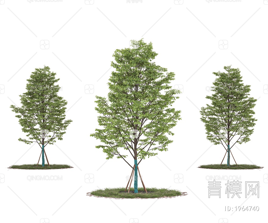 乔木 行道树 庭院树 造景树 带防风棉树3D模型下载【ID:1964740】