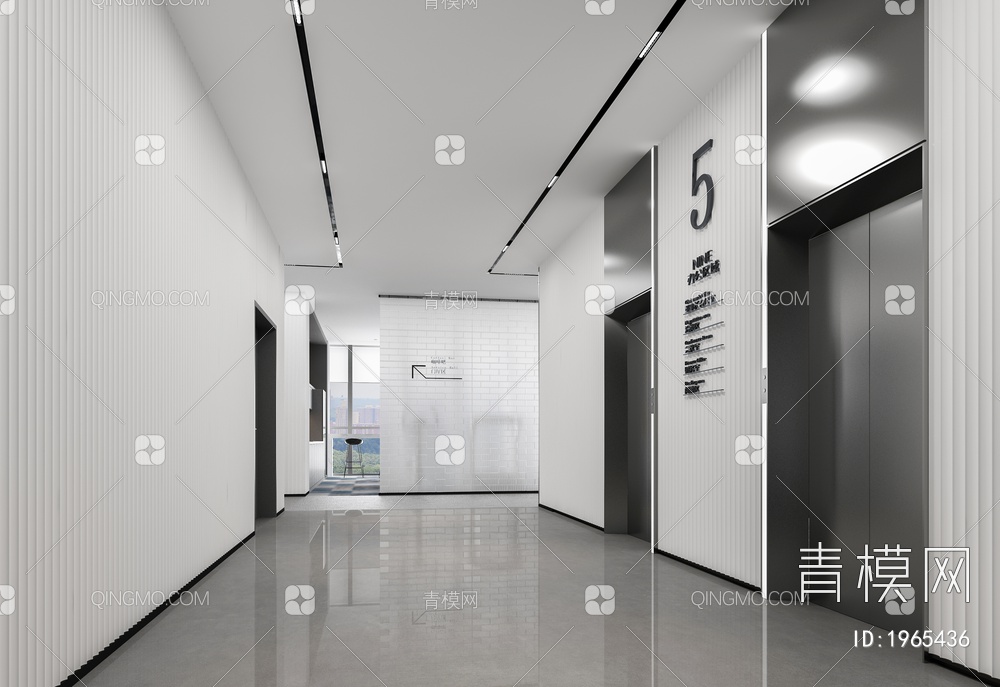 办公电梯厅3D模型下载【ID:1965436】