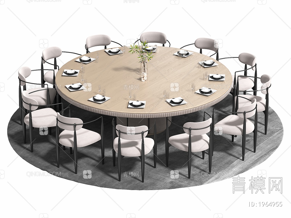 餐桌椅组合 餐椅 单椅 餐桌3D模型下载【ID:1964955】
