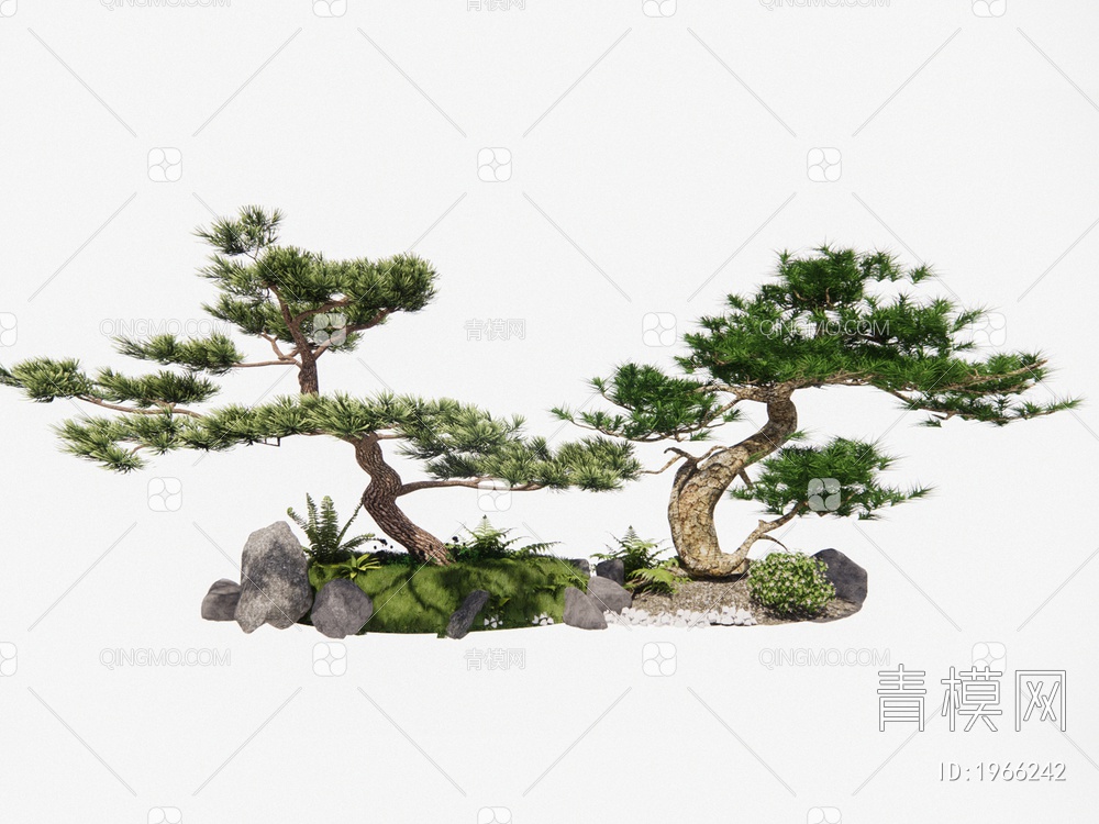 景观造景植物罗汉松松树SU模型下载【ID:1966242】