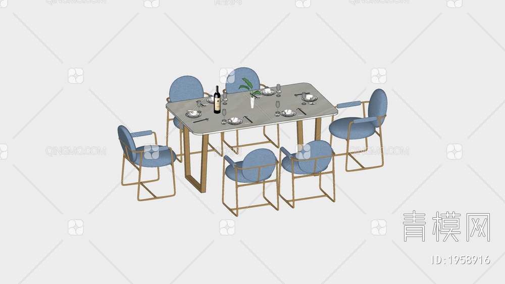 餐椅组合SU模型下载【ID:1958916】