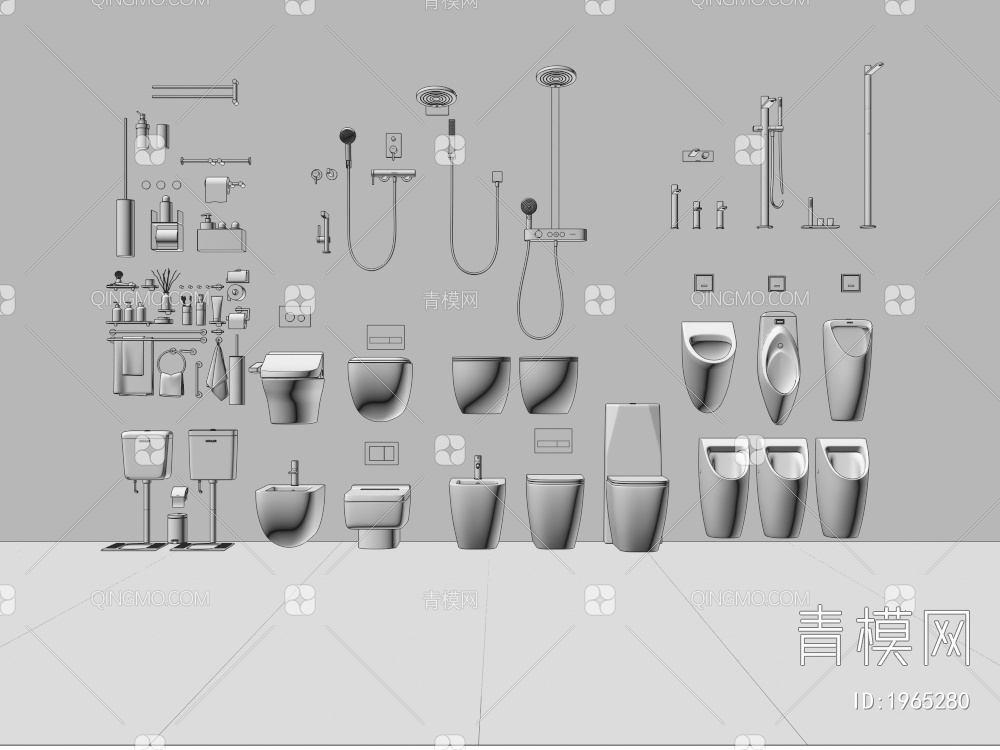 卫浴用品组合3D模型下载【ID:1965280】
