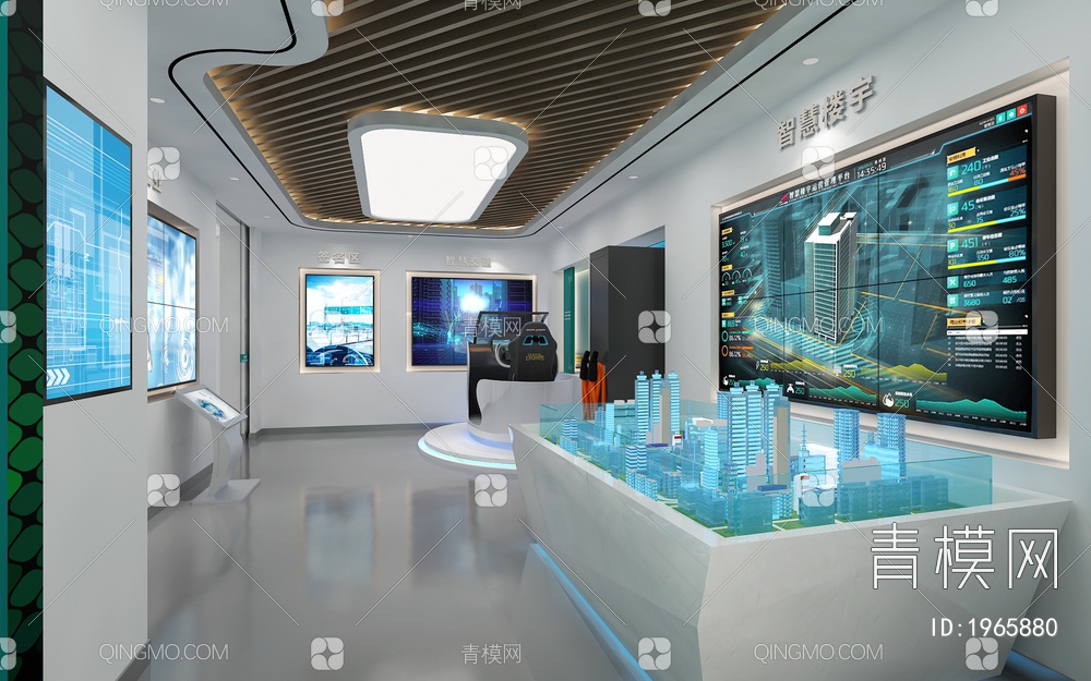 国家电网展厅 数字沙盘 VR设备 LED拼接屏3D模型下载【ID:1965880】