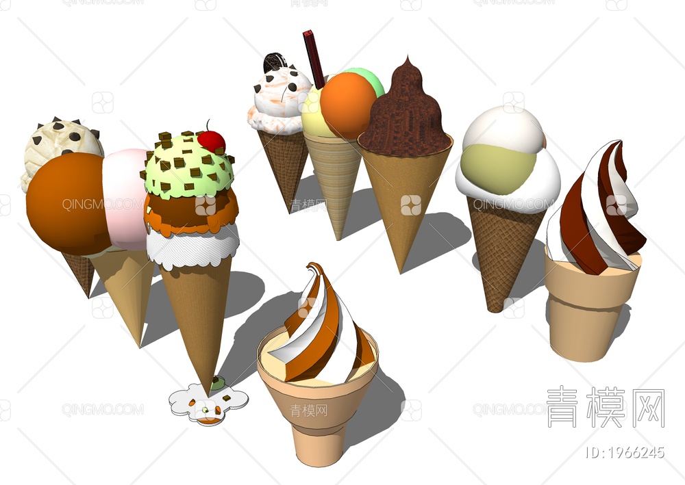 甜筒雪糕 冰淇凌SU模型下载【ID:1966245】