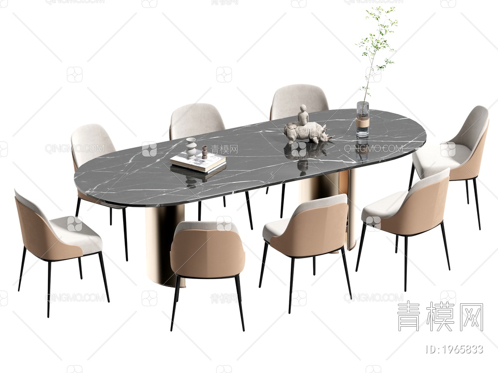 餐桌椅组合SU模型下载【ID:1965833】
