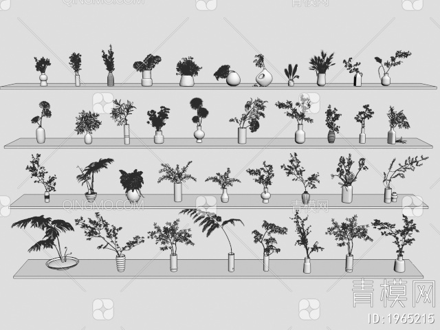 植物 盆栽 花瓶 花艺 绿植摆件大合集3D模型下载【ID:1965215】