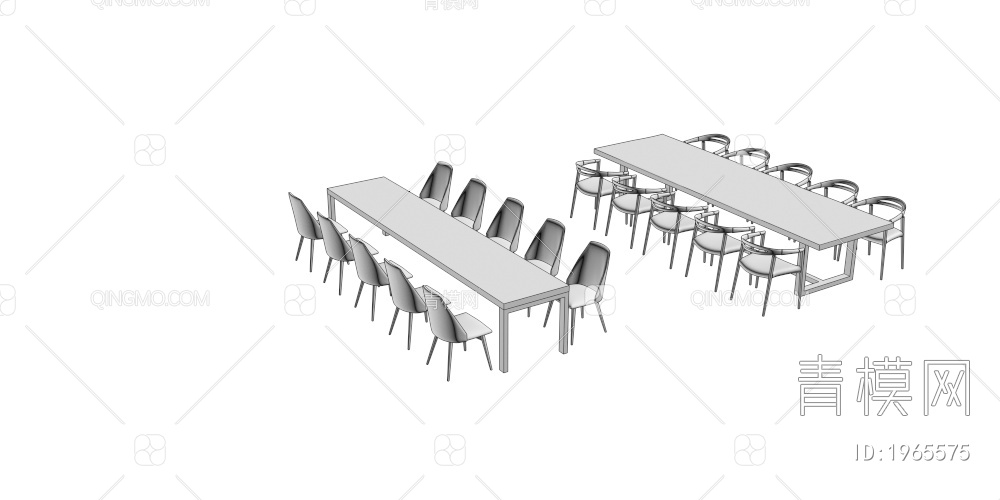 会议办公桌椅组合3D模型下载【ID:1965575】