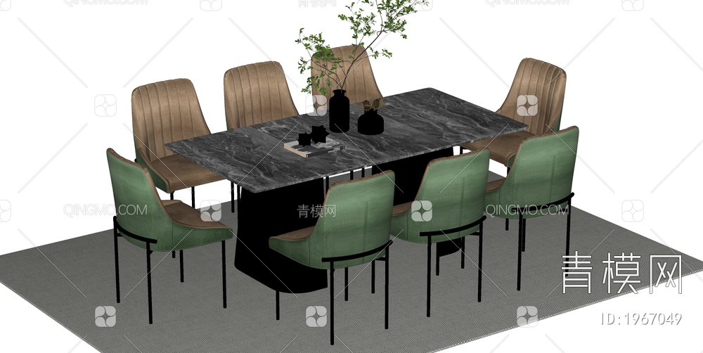 餐桌椅组合SU模型下载【ID:1967049】