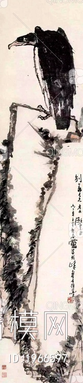 中式写意雄鹰国画挂画贴图下载【ID:1966597】