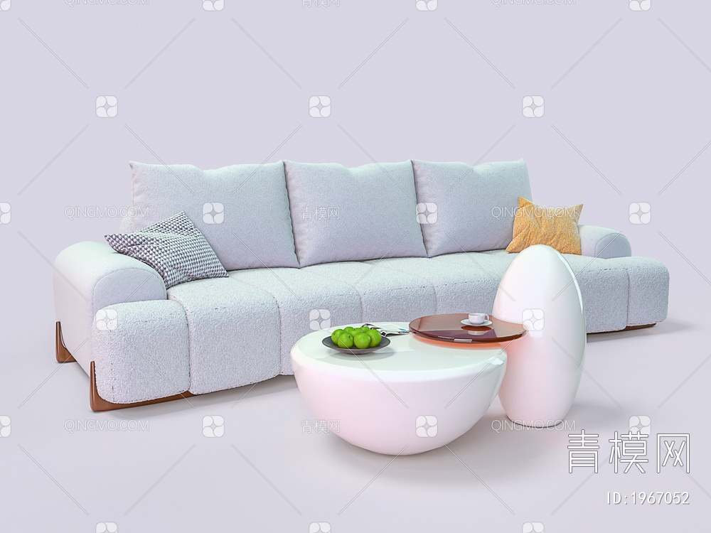 棉花糖多人沙发茶几组合3D模型下载【ID:1967052】