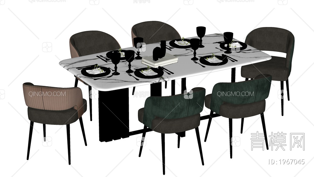 餐桌椅组合SU模型下载【ID:1967045】