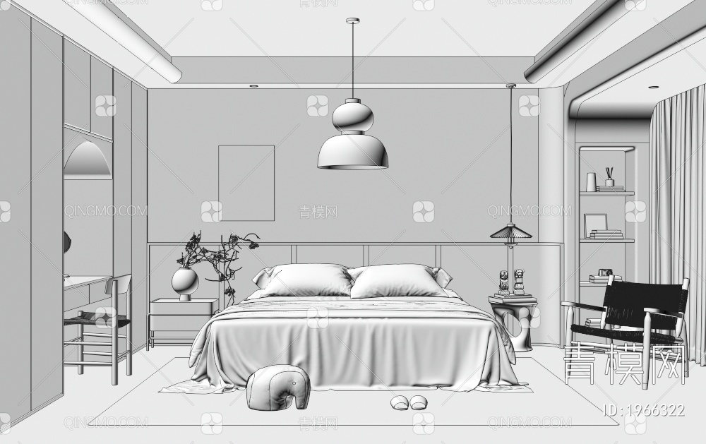 家居卧室3D模型下载【ID:1966322】