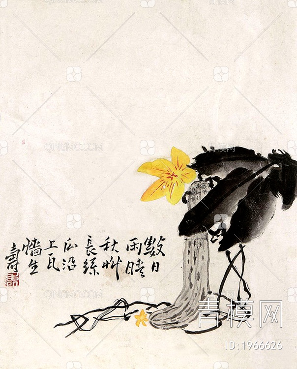 中式写意国画农家挂画贴图下载【ID:1966626】