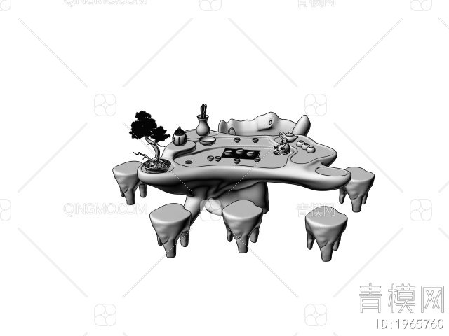 根雕茶桌椅3D模型下载【ID:1965760】