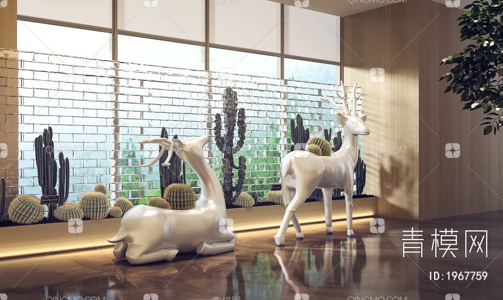 雕塑鹿装置3D模型下载【ID:1967759】
