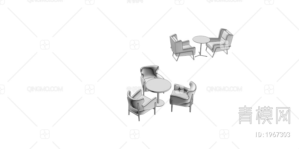 卡座接待桌椅组合3D模型下载【ID:1967303】