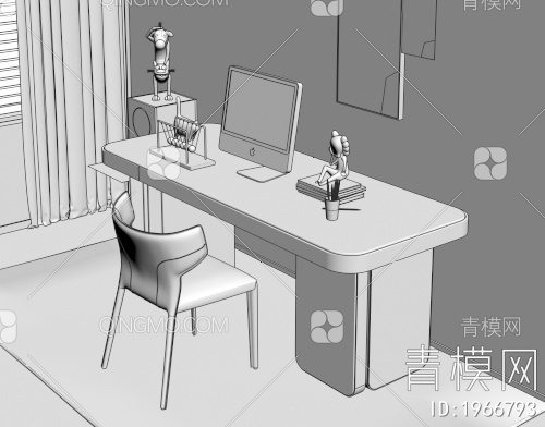 岩板书桌椅3D模型下载【ID:1966793】