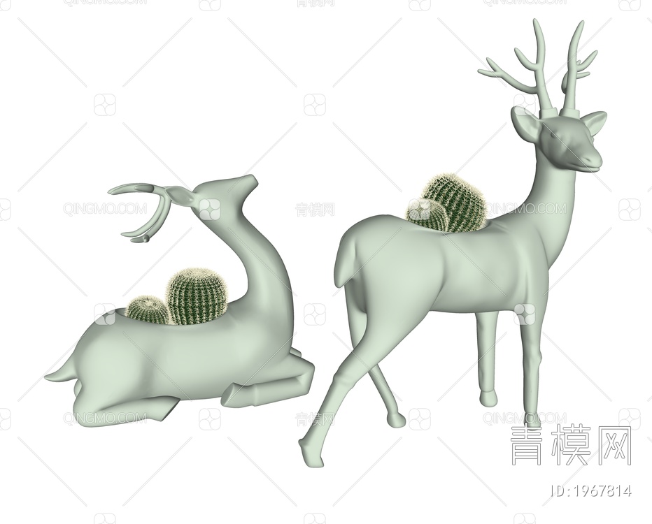 雕塑鹿摆件SU模型下载【ID:1967814】