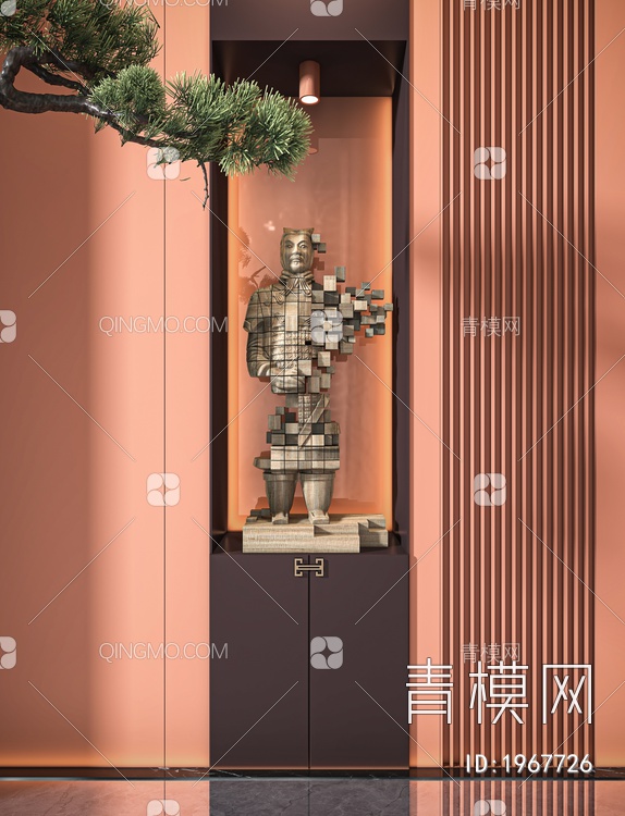 兵马俑木雕摆件3D模型下载【ID:1967726】
