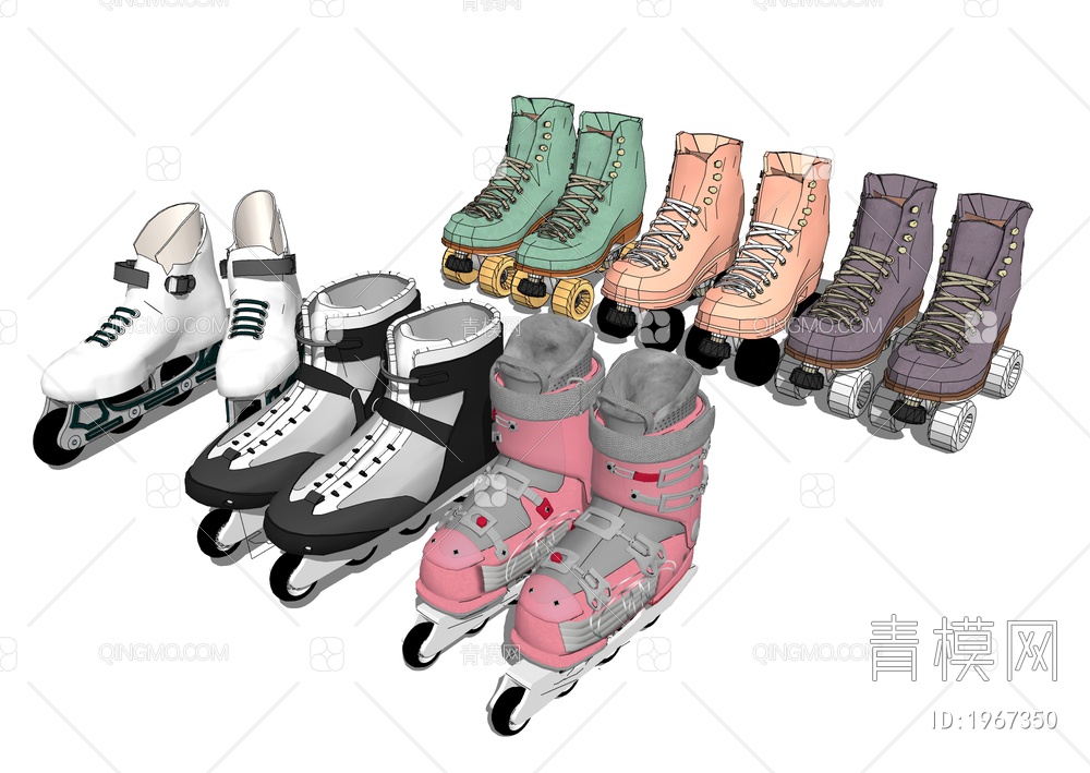 溜冰鞋 滑冰鞋SU模型下载【ID:1967350】