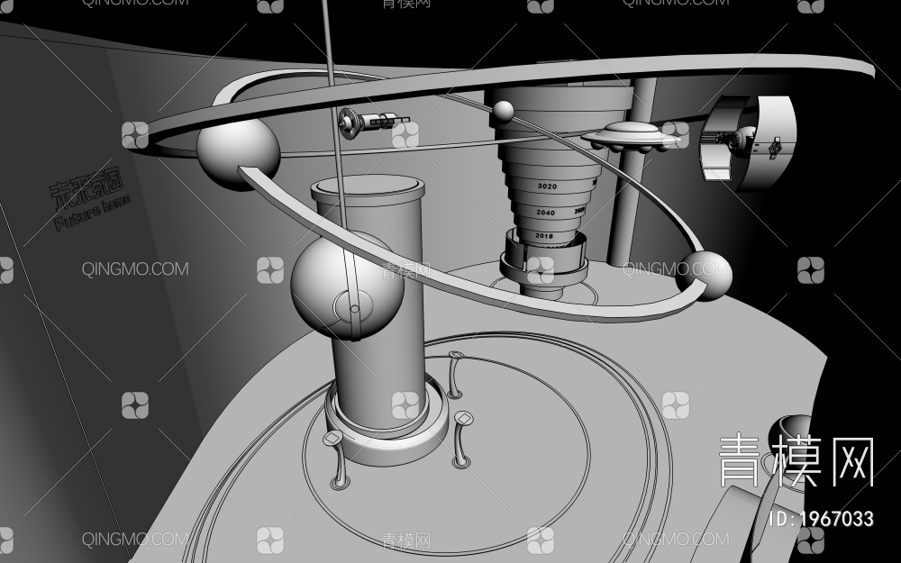 科技展厅 互动触摸一体机 互动触摸屏 飞船3D模型下载【ID:1967033】