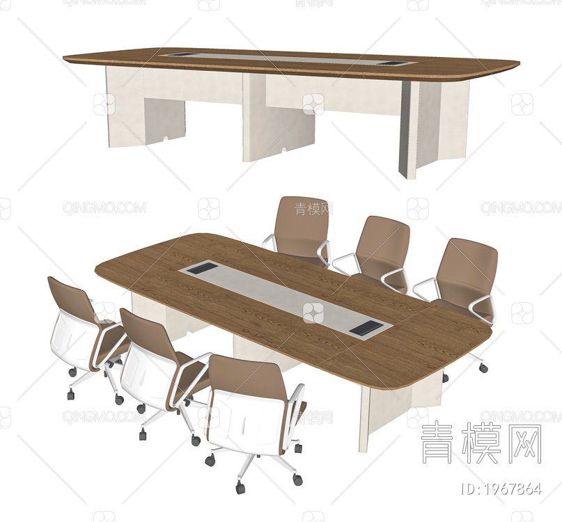 会议桌椅组合SU模型下载【ID:1967864】