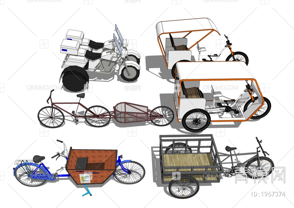 三轮车 自行车SU模型下载【ID:1967374】