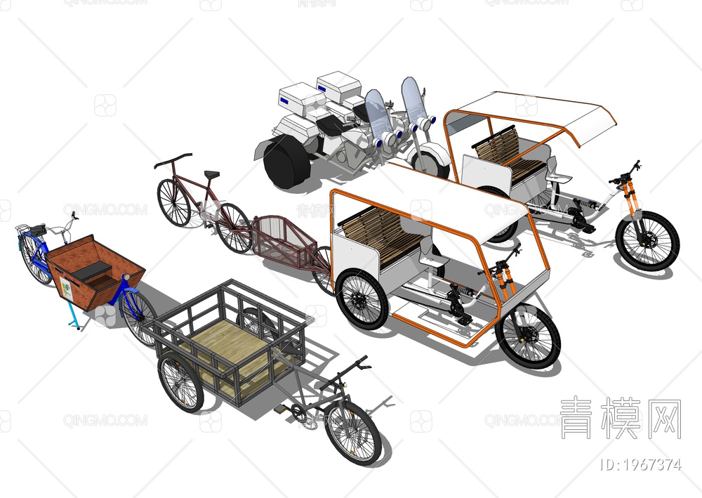 三轮车 自行车SU模型下载【ID:1967374】