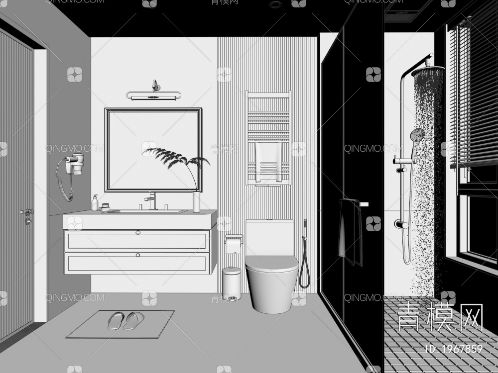 卫生间 浴室 洗手间3D模型下载【ID:1967859】
