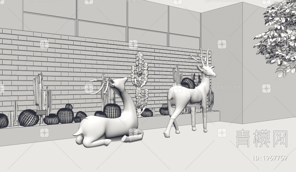 雕塑鹿装置3D模型下载【ID:1967759】