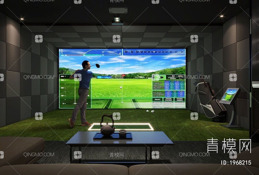 室内高尔夫球娱乐室3D模型下载【ID:1968215】