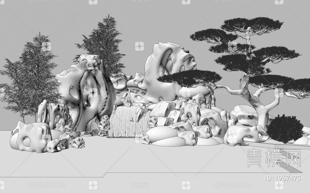 假山水景3D模型下载【ID:1967475】