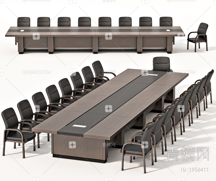 会议桌椅组合，办公桌椅，会议桌，会议椅，实木会议椅3D模型下载【ID:1968411】