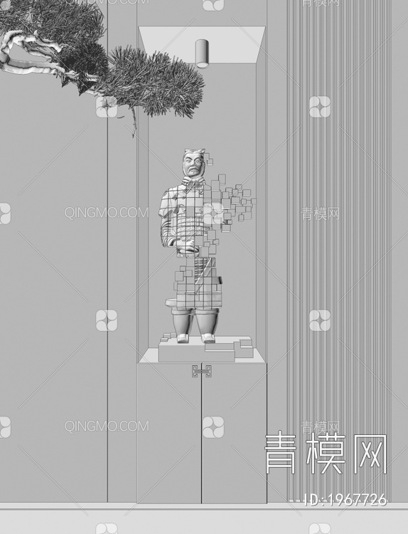 兵马俑木雕摆件3D模型下载【ID:1967726】