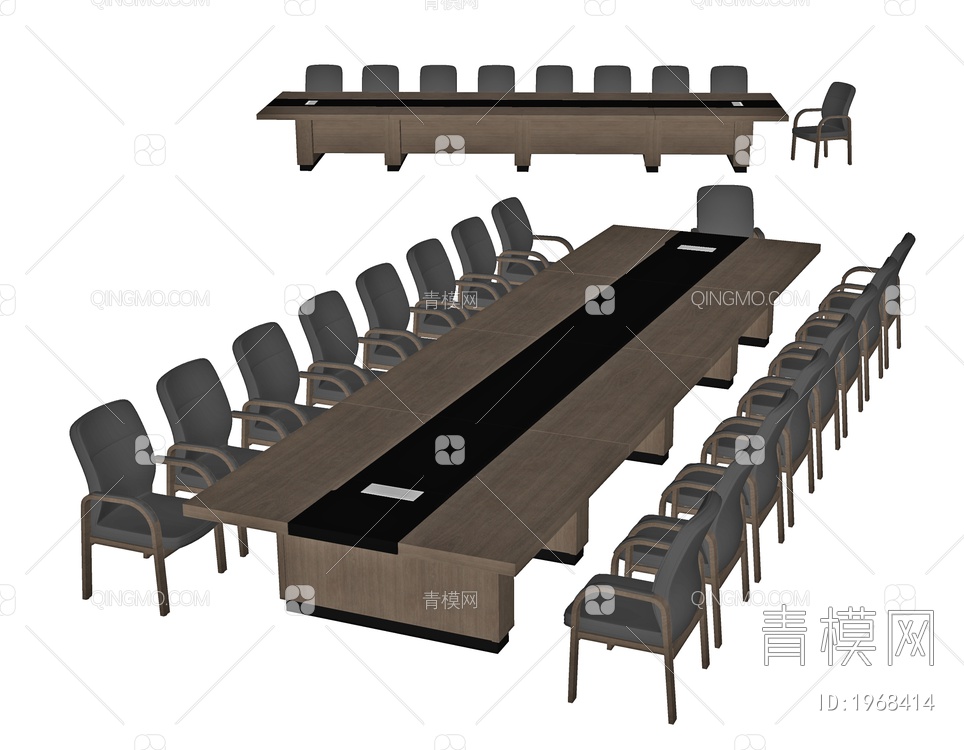 会议桌椅组合SU模型下载【ID:1968414】