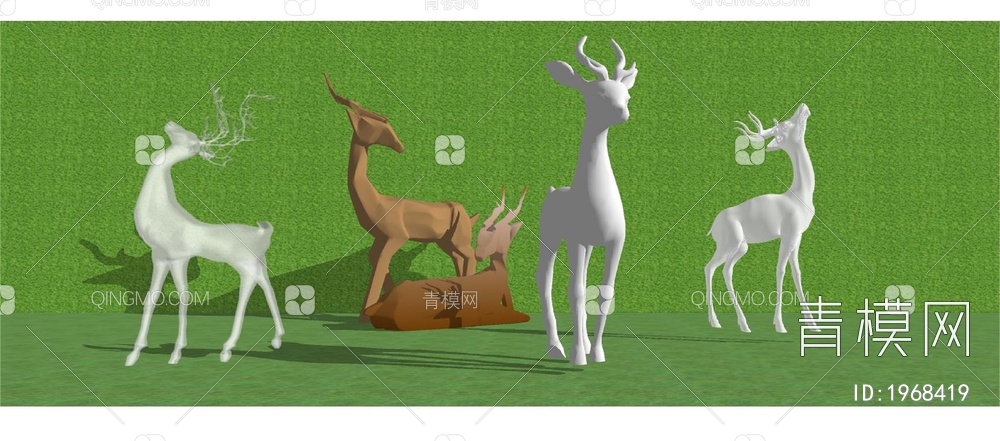鹿雕塑 麋鹿SU模型下载【ID:1968419】