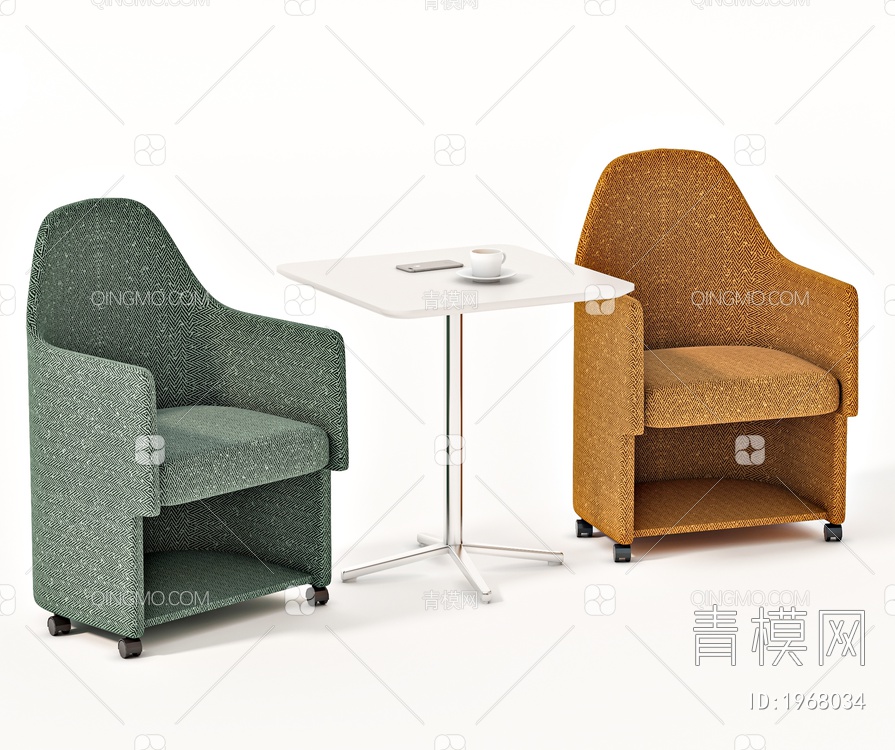 沙发茶几组合，休闲桌椅，洽谈桌椅，洽谈桌3D模型下载【ID:1968034】