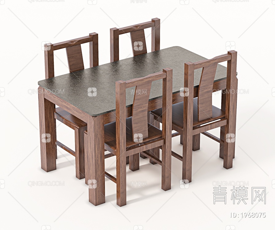 餐桌椅组合，实木餐桌椅，餐桌椅3D模型下载【ID:1968075】
