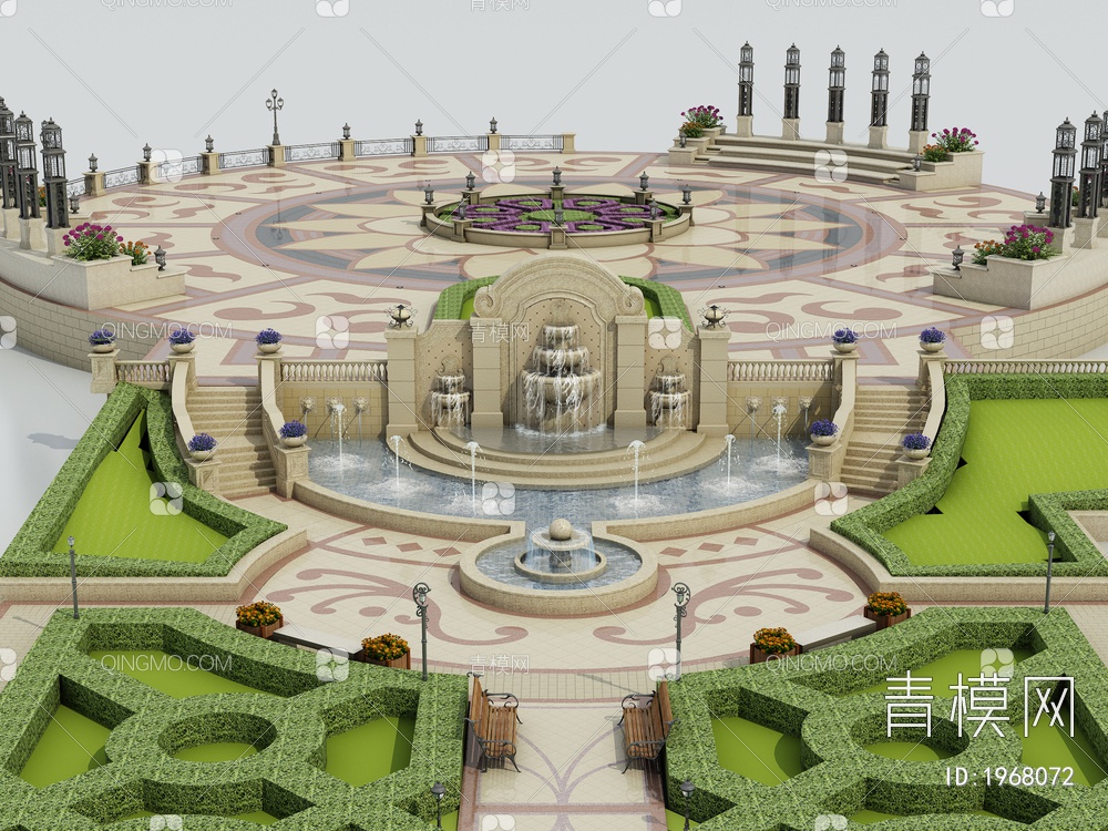 公园广场景观3D模型下载【ID:1968072】