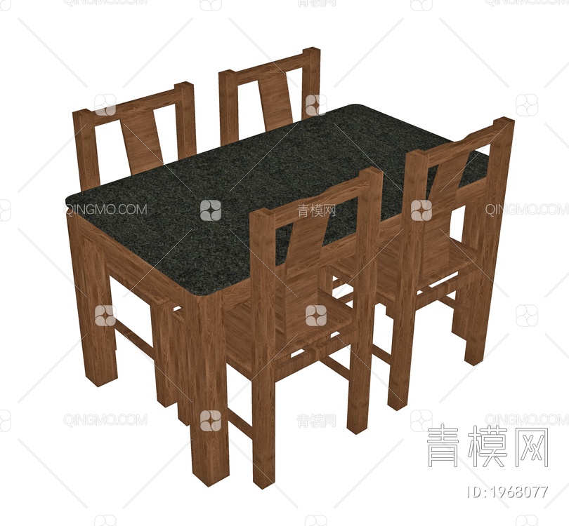 餐桌椅组合SU模型下载【ID:1968077】