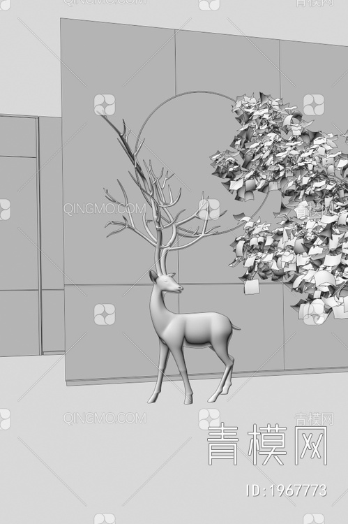鹿雕塑3D模型下载【ID:1967773】