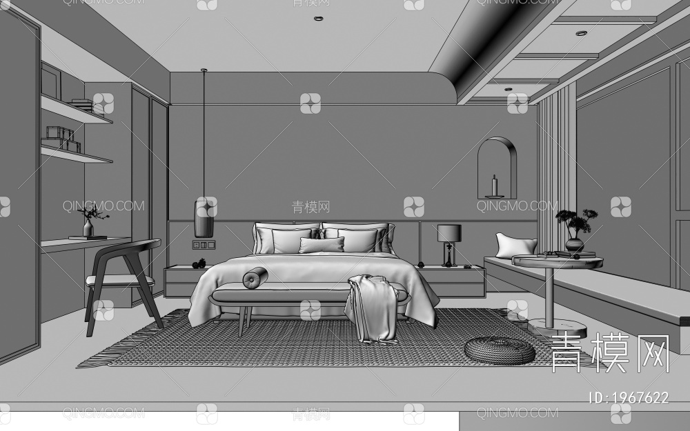 酒店客房 民宿客房3D模型下载【ID:1967622】