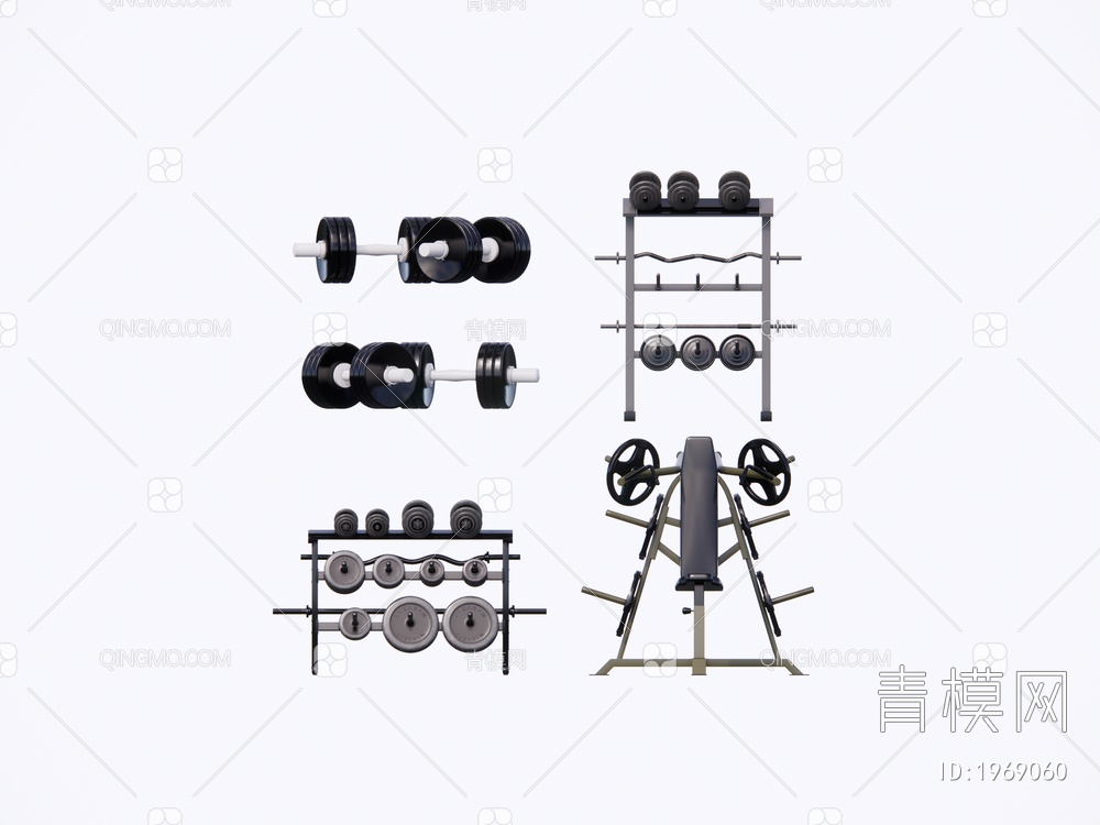 健身器械 健身器材组合SU模型下载【ID:1969060】