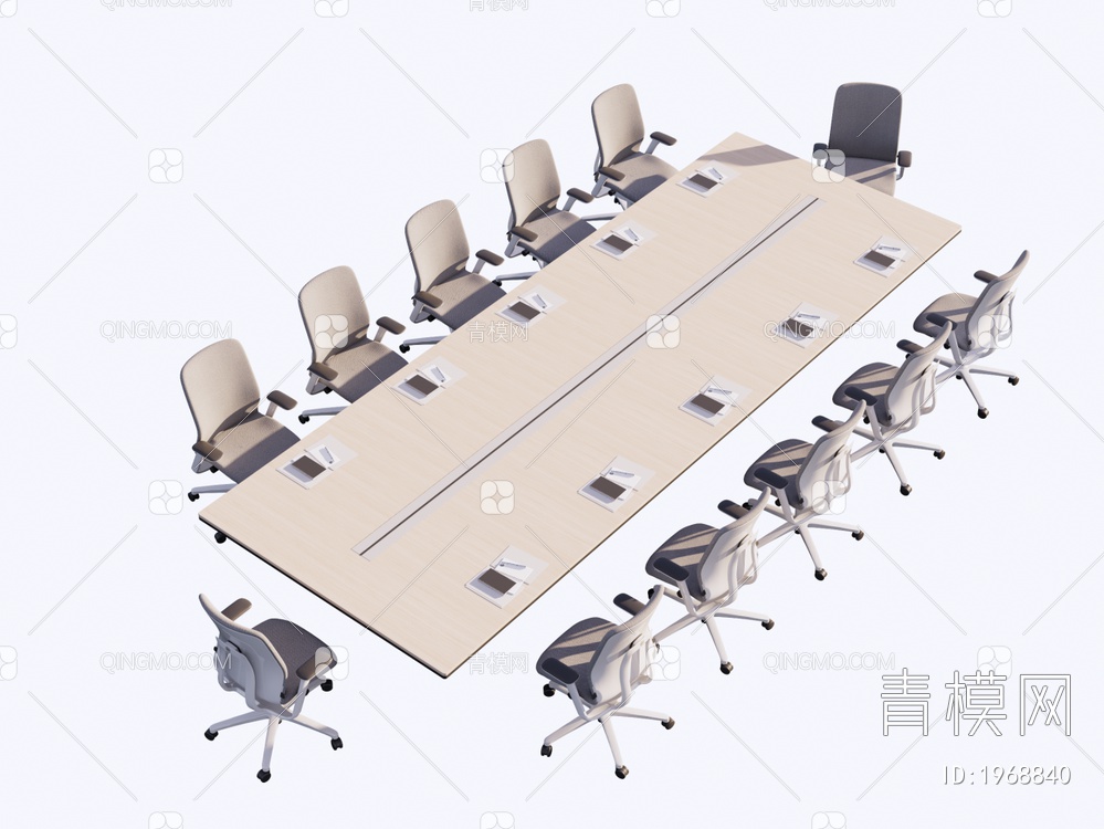 会议桌椅组合SU模型下载【ID:1968840】
