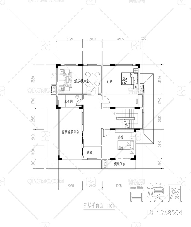 别墅CAD方案图纸，平面图，立面图【ID:1968554】