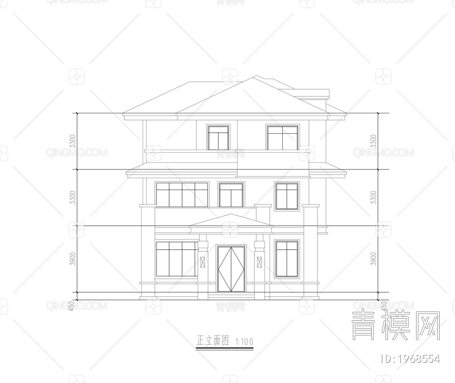 别墅CAD方案图纸，平面图，立面图【ID:1968554】
