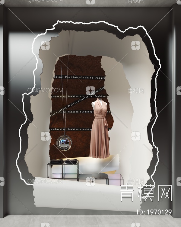 茶艺服装橱窗，创意橱窗3D模型下载【ID:1970129】